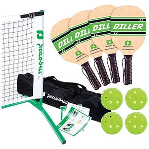 Picture of Pickleball 3.0 Tournament Net & Frame Set with Diller Wood Paddles