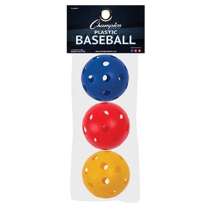 Picture of Champion Sports Plastic Baseball Retail Pack Of 3 Assorted Colors