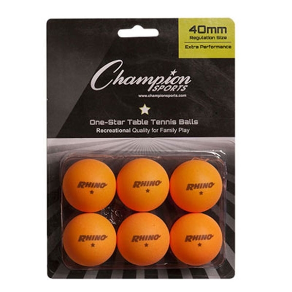Champion Sports 1 Star Orange Table Tennis Balls 6 Pack