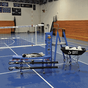 Picture of Jaypro PowerLite Volleyball System Deluxe Package with 3-1/2" Floor Sleeve
