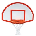 Picture of Gared 35½" x 54" White Powder-Coated Aluminum Fan-Shape Backboard with Target and Border