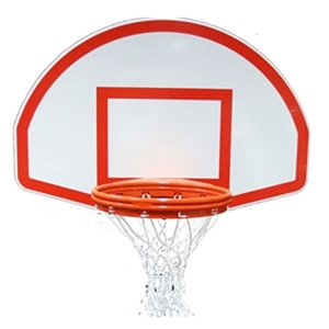 Picture of Gared 35½" x 54" White Powder-Coated Aluminum Fan-Shape Backboard with Target and Border