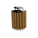 Picture of Litter Receptacle with 2" x 4" Recycled Plastic Sides, Convex Steel Lid with Rain Bonnet & Ash Tray LA-1150-AV