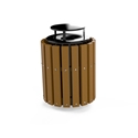 Picture of Litter Receptacle with 2" x 4" Recycled Plastic Sides, Concave Steel Lid with Rain Bonnet LA-1150-BC