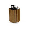 Picture of Litter Receptacle with 2" x 4" Recycled Plastic Sides, Convex Steel Lid with Rain Bonnet LA-1150-BV