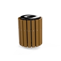 Picture of Litter Receptacle with 2" x 4" Recycled Plastic Sides, Concave Steel Lid 	LA-1150-CC