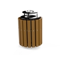 Picture of Litter Receptacle with 2" x 4" Recycled Plastic Sides, Concave Steel Lid with Rain Bonnet & Ash Tray1150-AC