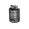 Picture of 32 Gallon Rod Litter Receptacle with Top Entry, Concave Steel Lid with Rain Bonnet & Ash Tray 3250-AC