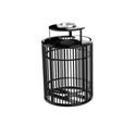 Picture of 32 Gallon Rod Litter Receptacle with Top Entry, Convex Steel Lid with Rain Bonnet & Ash Tray 3250-AV