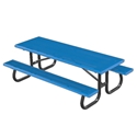 Picture of 8 ft picnic table with (2) 8 ft benches, and a heavy duty 10 GA perforated top 4214-08