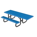 Picture of 8 ft picnic table with (2) 6 ft benches, ADA Accessible at one end, heavy duty 10 GA perforated top 4214-08-ADA