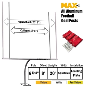 Picture of Jaypro Football Goal Posts - 6-5/8 in. Pole | 8 ft. Offset | 20 ft. Uprights | Expandable Crossbar | Leveling Plate - Max-1
