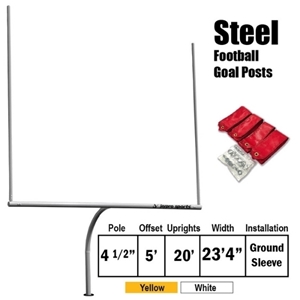 Picture of Jaypro Football Goal Posts - 4-1/2 in. Pole | 5 ft. Offset | 20 ft. Uprights | 23 ft.-4 in. Wide [HS] | Semi-Perm - Steel