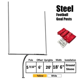 Picture of Jaypro Football Goal Posts - 5-9/16 in. Pole | 6 ft. Offset | 20 ft. Uprights | 18 ft.-6 in. Wide [C] | Semi-Perm - Steel
