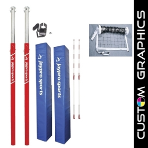 Picture of Jaypro Hybrid Steel Volleyball Net System with Custom Graphics for 3 in. Floor Sleeve