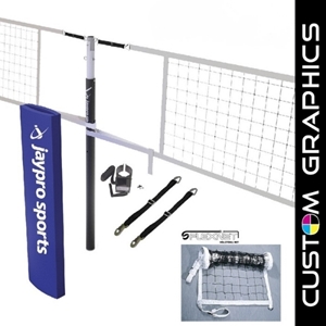 Picture of Jaypro Hybrid Steel Volleyball Net Center Upright System with Custom Graphics for 3-1/2 in. Floor Sleeve