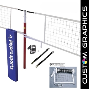 Picture of Jaypro Hybrid Steel Volleyball Net Center Upright System with Custom Graphics for 3 in. Floor Sleeve
