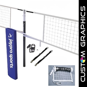 Picture of Jaypro FeatherLite Volleyball Net Center Upright System with Custom Graphics for 3 in. Floor Sleeve