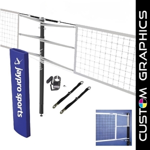 Picture of Jaypro Carbon Ultralite Volleyball Net Center Upright System with Custom Graphics for 3-1/2 in. Floor Sleeve